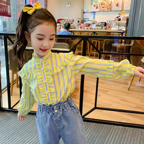 Spring Clothing Pure Cotton Girl Shirt Long Sleeve Spring Autumn Ocean blouses Korean version Shirt Big Child Trendy 2022 New Children