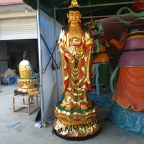3 meters Western Sansheng Guanyin Bodhisattva Amitabha Buddha to 2 meters 8 camphor wood glass fiber reinforced plastic wood carved Buddha statue
