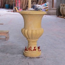 Sandstone garden landscape sculpture relief round carving sandstone flower bowl decoration community courtyard decoration simple flower pot