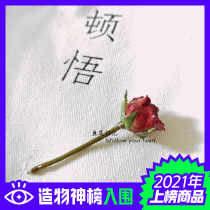 Fish tail memory Little Prince and rose brooch natural real dried flower red fairy air pin drop glue Fox Eternal Flower
