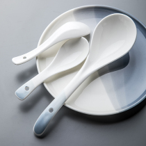 Fog Sea Nordic large soup spoon Long handle large soup Household ceramic soup porridge spoon Creative small spoon Large spoon