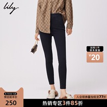 LILY2021 winter new womens high-elastic comfortable knitted soft unrestrained double buckle knitted jeans