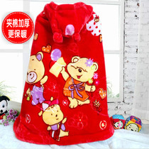 Autumn and winter baby cloak hug is thickened to increase the baby cloak Childrens shawl hug blanket out clothes big red