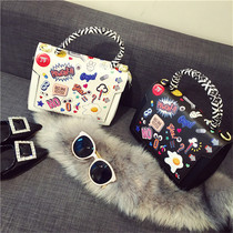 Summer fashion personalized graffiti print cartoon micro chapter Hand bag ladies shoulder bag