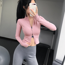 New zipper stretch yoga jacket stand-up collar tight thin quick-drying fitness top womens running sports long-sleeved tide