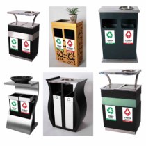 Special stainless steel double barrel environmental protection classification trash can Subway shopping mall station hospital Creative fruit box outdoor tube