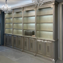 American Solid Wood Bookcase Combined Living Room Display Case Retro Bookcase Dining Side Cabinet Eurostyle Bookcase Art Furniture Custom