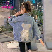 Girl Denim Jacket Spring Autumn 2022 New Ocean Qi Childrens Jacket Trendy Korean Version CUHK Childrens Spring Clothing Blouse