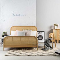 Nordic Wood simple modern rattan double bed B & B Hotel 1 8 M rattan art bed designer furniture