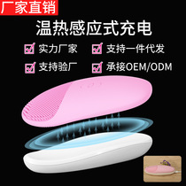 Source manufacturers new warm silicone electric facial cleanser full body wash wireless charging heating beauty wash brush