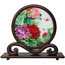 Su embroidery hand embroidery living room double-sided embroidery finished portable Chinese screen small ornaments crafts table screen gifts