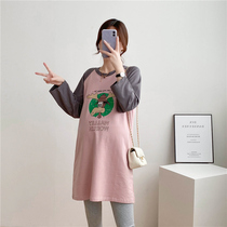Maternity spring suit fashion item 2021 new top womens spring and autumn season net red tide mom large size t-shirt summer