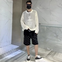 2022 - Summer 2022 new design loose round - collar hollow - sleeved sweater black and white and leisure - sized men