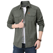 Broken clearance mens spring and autumn shirt mens long sleeve tunics loose casual cotton shirt autumn coat