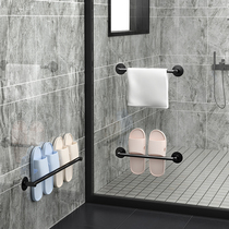 Bathroom slippers drain rack no holes hanging slippers shelf space aluminum toilet bathroom door slippers artifact