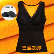 Winter plus cotton warm vest Women in thickened gush with tight body Shoulder Waistcoat Waistcoat Underwear with chest cushion Winter