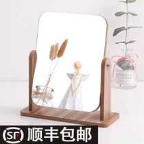  Mirror portable desktop folding makeup mirror Dressing mirror Princess mirror Student European dormitory large desktop desk small