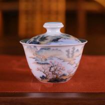 Yu Yin Kiln Yu Yin treasures turquoise green glaze green landscapes two talented bowls (Hua Yixuan)