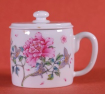Yu Yin Kiln Yu Yin treasures blue and white pastel gold butterfly peony Butterfly Cup mug single Cup