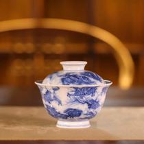 Yu Yin Kiln Yu Guowang made blue and white Jiulong pattern two Caiwong (Hua Yixuan)