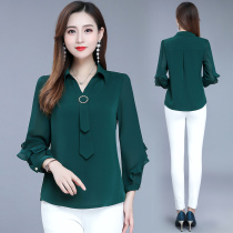 Spring and Autumn Chiffon Shirt Women 2021 New Four to Five Ten Years Old Mother Long Sleeve Shirt Shirt