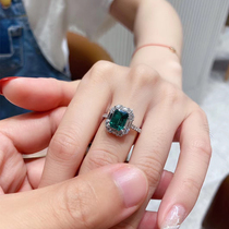 New Colombian Muzo Emerald Ring s925 Silver Color Treasure Womens Simple Joker Ring Live Hand Decoration