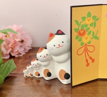 Japan imported Kyoto tradition and paper cute peek cat five consecutive peeping cat * personal gift company ornaments