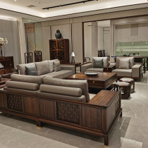 New Chinese-style Ukim office sofa Villa-Style Board Room Living Room Light Extravagant floral style Leather Art Sofa Atmosphere