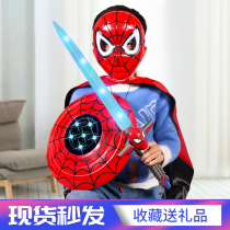 Spider Plastic Man Childrens Sword Toy Knife Weapon Glowing Captain America Shield Boy Halloween Suit