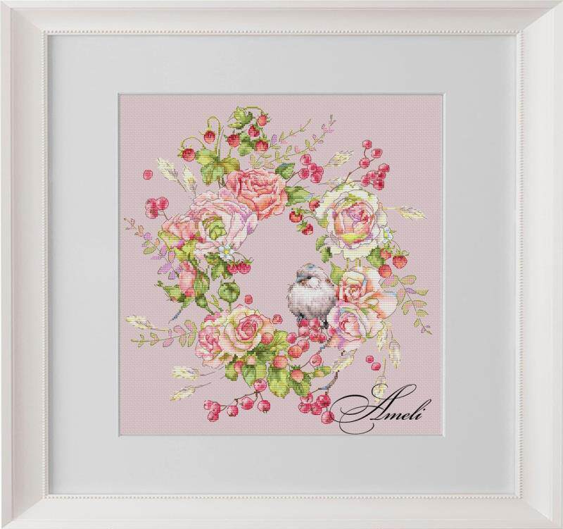 (Zhang Xiao cool) cross-stitch DMC R line 14CT self-matching cotton set no cloth set rose berries