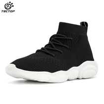 Exploratory 2019 new flying woven plus velvet shoes mens outdoor casual shoes high shoes womens sports hiking shoes warm shoes