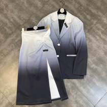 Grapefruit MM2021 autumn lapel long sleeve gradient color loose suit jacket with high waist split skirt set tide