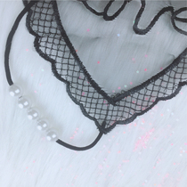 Clear Large Grain Imitation Pearl Massage Underpants Love Fat Sub Butterfly Hollowed-out Soft Girl Cute Woman White