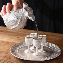 Pure silver tablet wine cup household alcohol and white wine suit imitates ancient Chinese ancient ancient style traditional folk bag
