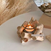 Candlestick ins Nordic simple original wooden driftwood dining table decoration pastoral retro creative ornaments photo props