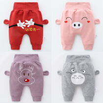 Baby Spring Clothing Long Pants Baby Pants Male And Female Child Fart Pants Kharen Pants High Waist And Belted Child Beating Underpants