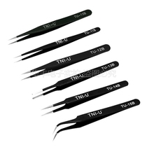 Anti-static black plus hard stainless steel tweezers Precision circuit clip Straight pointed round flat elbow tweezers