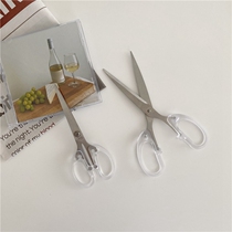 ins Wind transparent handle scissors home daily use stainless steel student stationery scissors art knife office hand account cutting