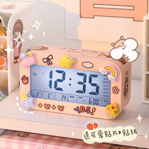 Multifunctional electronic small alarm clock female student children cute smart desktop clock get up artifact dorm big volume
