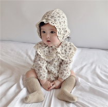  Baby baby autumn clothes Spring new girls  suit floral long-sleeved bag fart Western style harem out climbing clothes