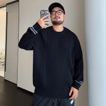 Dull size mens studio fat sweater mens jacquard knitwear fat increase loose autumn dress base