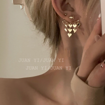 A two-wear ~ Japanese and Korean fashion gilded metal earrings niche advanced sense exquisite versatile sweet love earrings
