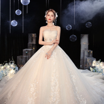Light wedding dress 2021 new bride small bandeau high-end atmospheric luxury starry sky trailing main yarn 2020