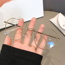 Ultra light titanium frame polygon glasses frame female trend students myopia flat light anti blue radiation eye male