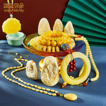 (Caran Mi Duo) Natural Russian Material No Optimization Chicken Oil Yellow Beeswax 108 Beads Handstring Pendant Live Photograph