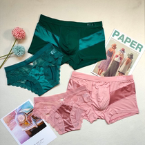 Mens pure cotton Modal womens sexy lace cotton material student double couple panties panties underwear solid color suit