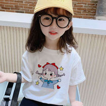 Girls 2021 new summer cartoon T-shirt baby foreign style pure cotton childrens clothing childrens summer wild short-sleeved top