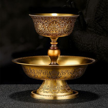 Tibetan Protector Cup Pure Copper Tibetan Style Offerings to The Eight Auspicious Carved Buddha Cups in front of the Buddha