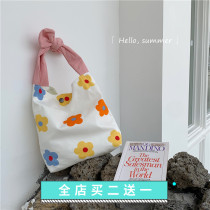 Buy two get one free Cute rabbit ears Japanese style lunch box tote bag Canvas lunch bag female work student