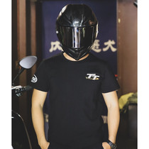 New motorcycle Knight print mens T-shirt short-sleeved black T heavy locomotive cultural shirt half-sleeve summer rally